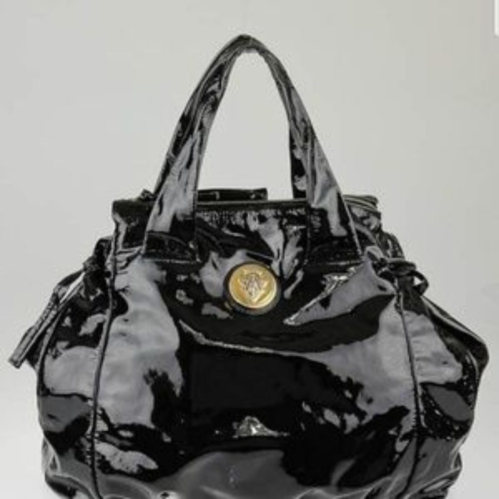 GUCCI Black Patent Large Hysteria Tote PREOWNED